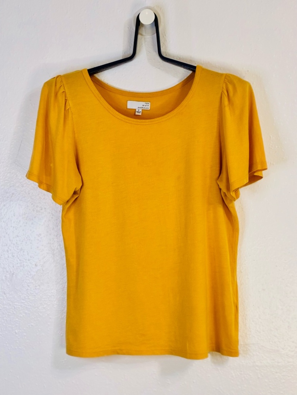 Ten Sixty Sherman Flutter Sleeve Scoop Neck Tee in Mustard